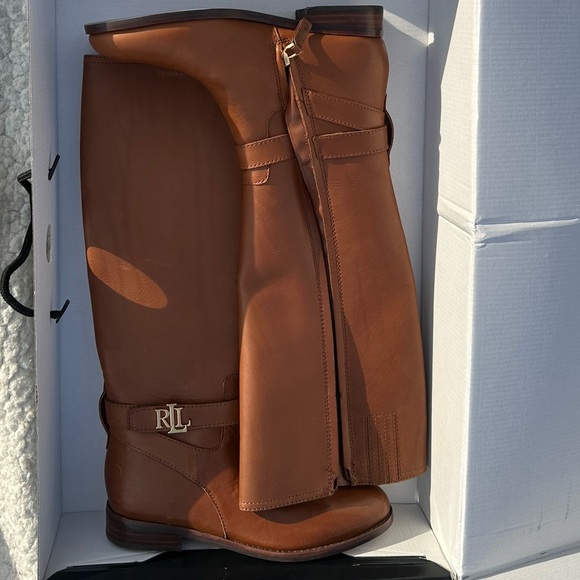 Ralph Lauren Brittaney Saddle Brown Leather Riding Boots - Picture 10 of 14